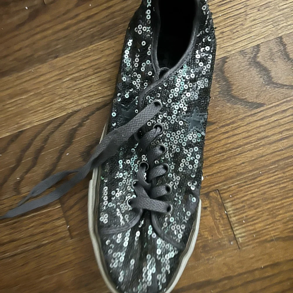 Converse SEQUIN SNEAKERS women’s sz 8 One Star Bling sparkle army green sequins - Picture 3 of 10
